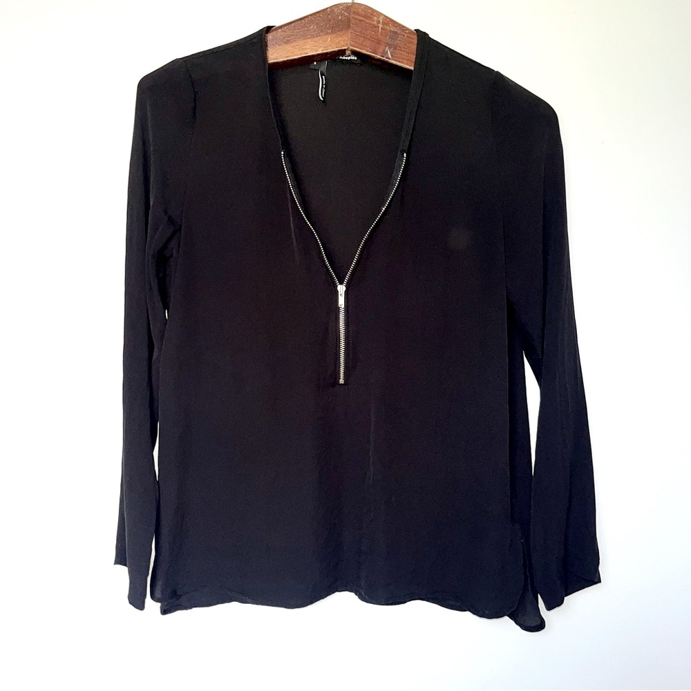 The Kooples Long Sleeve Signature T Shirt In Silk And Jersey View 3